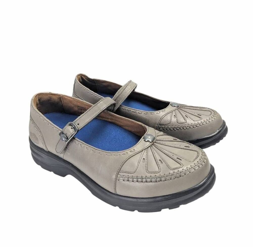 Dr. Comfort Paradise gray taupe leather Mary Jane shoes womens 8 W wide